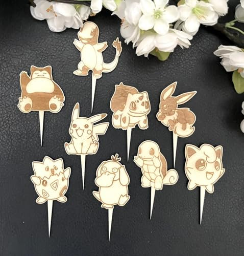 NoriKids Cupcake-Topper personalisiert & handgefertigt | Muffin-Stecker aus Holz | Muffin Deko Geburtstag | Muffin-Topper Motiv Taschenmonster | Geburtstagsdeko | personalisierte Geschenke