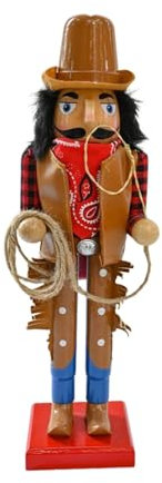 Wooden Nutcracker Christmas Decoration Table Centerpiece Soldier Figurine for Living Room, Cowboy