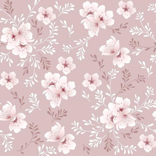 VaryFloral Papel pintado de flor de cerezo de 30,5 x 300 cm, papel de contacto rosa, autoadhesivo, acuarela, parte trasera adhesiva, vinilo vintage, impermeable, para muebles, habitación y armario