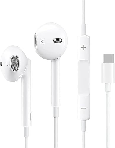 Auriculares USB C,In-Ear Auriculares Tipo C con Micrófono Control de Volumen de Llamadas Compatible con iPhone 15/15 Pro,Samsung S20/S21/S22,Huawei P50/Mate 30,iPad Pro,OnePlus,Pixel Dispositivo USB C