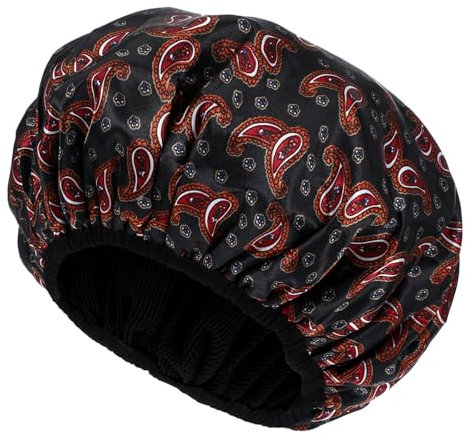 3-Lagige Wiederverwendbar Duschhaube, Abeillo Duschhauben mit Frotteefutter für Damen, Große Duschhaube, Wasserdichte Badehaube, Haarhaube für Langes, Dickes Haar (Cashew Blumen)