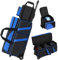 Cxinesbag 4 Ball-Bowlingtaschen mit Rollen, Bowlingtasche mit mehreren Taschen, 3 Balltaschen + 1 farblich passende Tragetasche (blau), mit sicherer Schnalle, fixiertem Ballbecher und Schuhfach