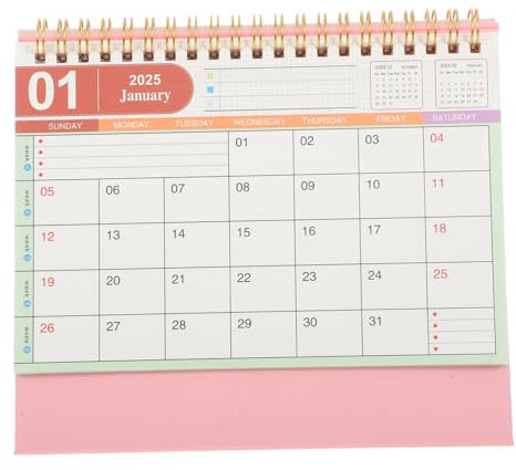 HOMSFOU 2025 Tischkalender Stand Kalenderschreibtisch Büro Süßer Kalender Stehen Steht Monatlich Flip-desktop-kalender Papier Rosa