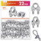 Gorffy 22PCS Wire Rope Cable Clamp, Stainless Steel Wire Rope Clip M3, Wire Ropes Clamps for Clip Ø 3mm (1/8), U Bolts Saddle Type for Tensioning Cable in Industrial & Household