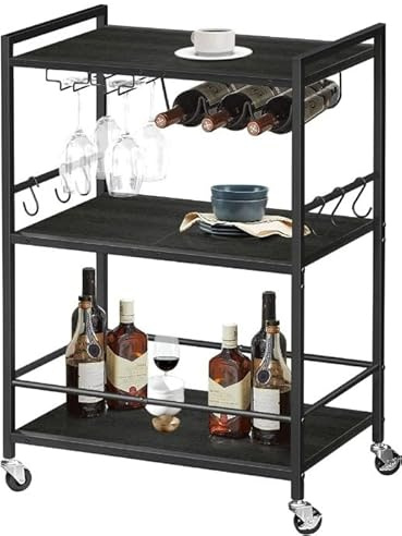 Hoppa! - Servierwagen - Schwarz – Metall und Holz – 60x33x83 cm