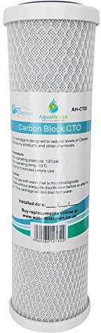 AquaHouse AH-CTO5 10 Carbon Block Wasserfilterpatronen für Trinkwasser, Umkehrosmoseanlagen, passend für alle 10 Filtergehäuse Wasserfilter Kartusche CTO