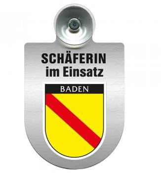 Einsatzschild Windschutzscheibe incl. Saugnapf - Schäferin im Einsatz - 309459 - incl. Regionen nach Wahl Farbe Region Baden