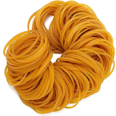 MINGZE 500 Stück Gummibänder, Gelb, Naturkautschuk, 6 cm lang, 1,4 mm dick, für Haushalt, Büro oder Schule