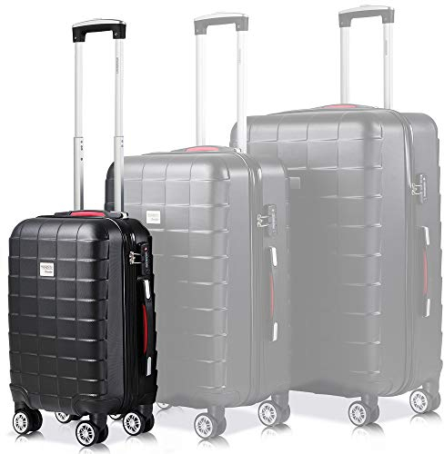 Monzana Handgepäck Trolley Koffer | Größe M | TSA Schloss | Zwillingsrollen | Schwarz | Reisekoffer Rollkoffer