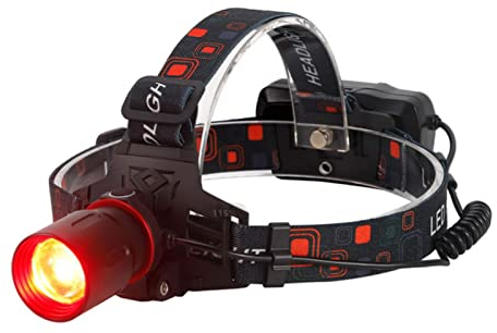 WINDFIRE LED Rotlicht StirnlampeWiederaufladbar, 2000 Lumen Rotlicht Licht Stirnlampe Kopflampe mit 3 modi, Wasserdicht Ideal zum Laufen, Campen, Angeln, Joggen, Batterien inklusive