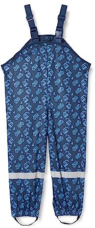 Playshoes Boy's Rain dungarees with construction site all-over 405428, 11 - Navy, 104