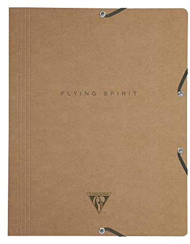 Clairefontaine 103514C Sammelmappe Flying Spirit, mit 3 Klappen, für DIN A4, 24 x 32cm, Umschlag aus Karton, 1 Stück, Braun mit sortierten Designs