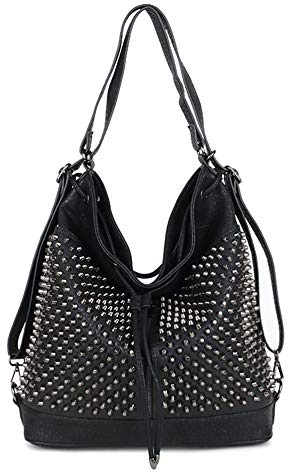 Chikencall Over-size Studded Bucket Bag for Women and Men Backpack Punk Rivet Shoulder Bags
