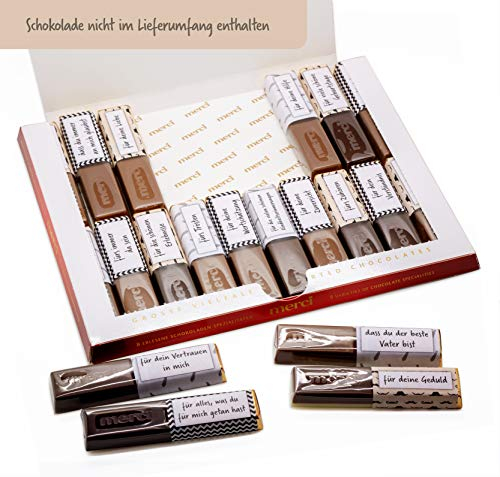 Aufkleber Set für Merci Schokolade - Dankeschön an Vater, liebevolle Geschenkidee zum Vatertag, Geburtstag oder Zwischendurch