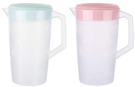 2 Stücke Wasserkrug Saftkrug 2000ml Kühlschrankkrug mit Kunststoff Karaffe Saft Krug mit Deckel Wasserkaraffe Wasserkanne für Kühlschrank Eistee Getränke Tee Milch