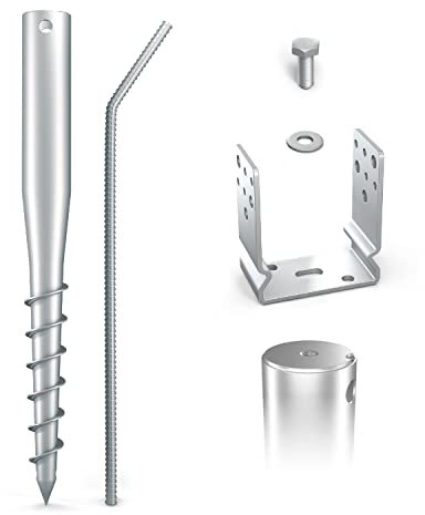 Maxerio 80 cm U-Set 6er Fondation à vis INKL. 71 mm Socle de Poteau; Ø 60 x 2; M12