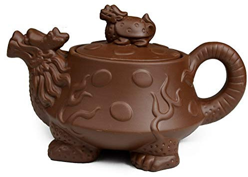 Tetera china Yixing Dragon Tortoise Auspicious Zisha Gongfu Tetera para té suelto (marrón)