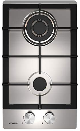 PLACA DE GAS GAS-IX02 INFINITON (Ancho 30cm, 2 Fuegos, INOX, Triple corona, Encendido electronico, Limpieza facil, Seguridad termopar)