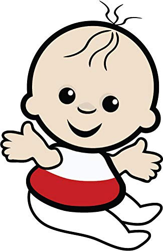 15cm! Klebe-Folie Wetterfest kompatibel für: Baby Polen Flagge Fahne Cartoon Comic H1213 UV&Waschanlagenfest Auto-Aufkleber Sticker Decal