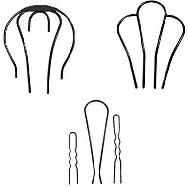 FRCOLOR 5Pcs Metal Hair Fork Simple U Shape Hair Pins Clips Grips Updo Hair Stick Ponytail Holder for Women Thick Hair Styling Tool Accessories Black