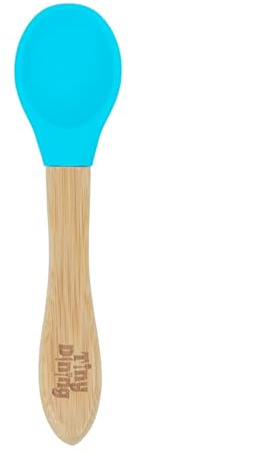 Tiny Dining Children's Bamboo Spoon with Soft Silicone Tip - Blue