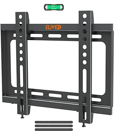 ELIVED Fixed TV Wall Bracket Ultra Slim Wall Mount for Most 23-42 Inch LED, LCD, OLED, Plasma TVs with VESA 75x75mm-200x200mm up to 30KG, Low Profile TV Bracket Flat to Wall Design EV027