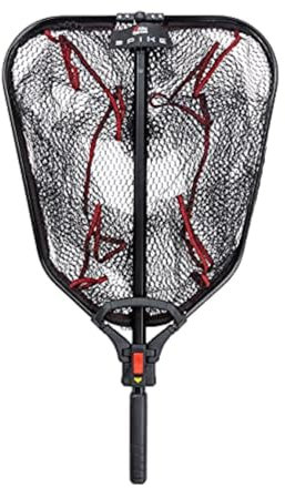 Abu Garcia Spike Foldable Landing Net With Retractable Handle - Lightweight with Rubber Mesh - Predator Fishing for Pike, Zander,Black,60 x 50 cm