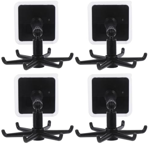 TEHAUX Porta Utensilios De Cocina Giratorio 4 Perchas Para Utensilios Gancho De Cocina Montado En Pared Para Espátula Y Cuchara Organizador De Almacenamiento Para