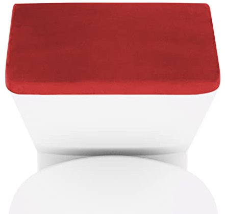 AZHCHKE Stretch Velvet Toilet Tank Lid Cover for Bathroom Super Soft Toilet Tank Cover Luxury Velvet Plush, with Elastic Bottom, Machine Wash, Red