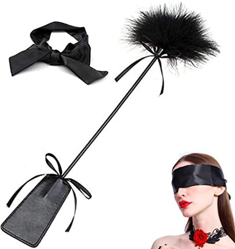 rebesco Ensemble de Fouet de Sport pour Femmes avec Plumes délicates (Noir)