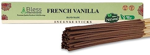 Bless-French-Vanilla-Incense-Sticks Handmade-Hand-Dipped-Incense-Sticks Organic-Chemicals-Free for-Purification-Relaxation-Positivity-Yoga-Meditation Best-Woods-Scent (25 Sticks (40GM))