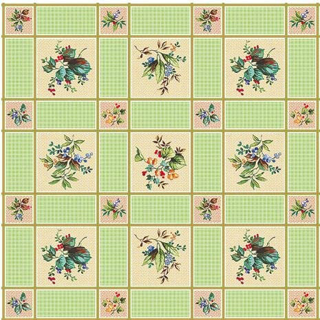 Wachstuch Tischdecke 110 x 140cm, Wachstischdecke abwaschbar, Wachstuchtischdecke wasserabweisend (Blumen grün Creme 102d)