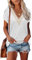 Famulily Ladies V Neck Tee Shirts Short Sleeve Summer Blouse, White Tops for Women UK Elegant, Soft (XL, White)