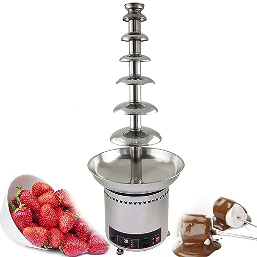 GIZMIT Chocolate Fountain Fondue, 4/5/6/7 Tiers Electric Chocolate Fountain Stainless Steel Fondue Waterfall Melting Machine for Cooking Commercial Household Wedding Birthday Christmas,7Tier