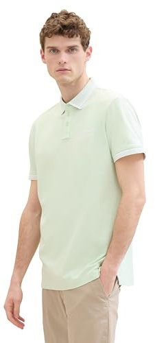 TOM TAILOR Herren Basic Piqué Poloshirt mit Logo-Print , tender sea green, XXXL