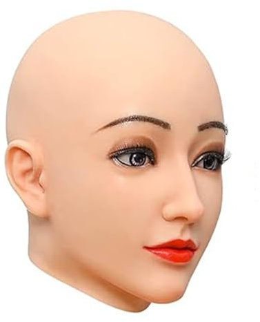 ZWSM Maschera facciale in Silicone Realistico a Testa Intera Maschera Femminile in Maschera di Halloween Cosplay Drag Queen Crossdresser,Marrone,Without Makeup