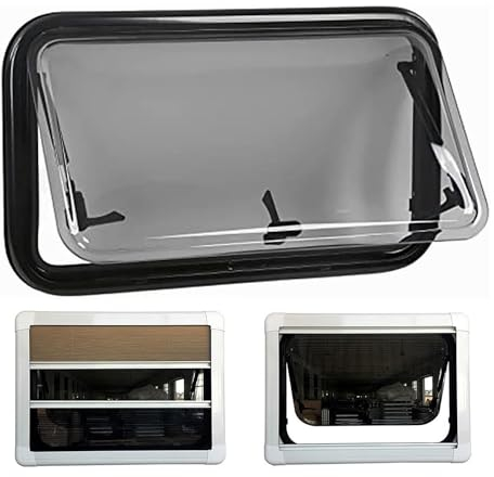 DPLXFPP Ausstellfenster RV Ausstellfenster Seitenfenster,Wohnmobilfenster mit integriertem Rollo und Fliegengitter,für Van Caravan Camper RV,65° Öffnungswinkel,550 * 500mm
