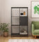 Hallowood Furniture Bewdley Grande vitrine avec 1 porte, étagère haute en métal noir, étagère élégante pour salon et couloir (80 x 137 cm)