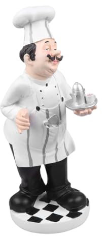 Holibanna Ornament Aus Harz Mini-kochfigur Im Europäischen Stil Koch-Statue Für Restaurant Konditorei Dekoration Teekannenkoch