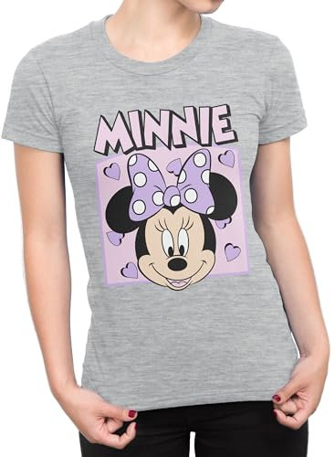 Disney Tshirt for Women | Minnie Mouse Womens T Shirt | Short Sleeve Womens T-Shirts | Grey XX-Large