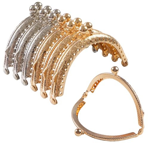 TAIYOU 6 Pièces Or Argent Serrure Cadre Métal pour Sac Fermoir Semi Circulaire Sac à Main Poignée Sac à Main Rétro Boucle Cadre Porte Monnaie Accessoires 8.5CM pour Sacs à Main Portefeuilles