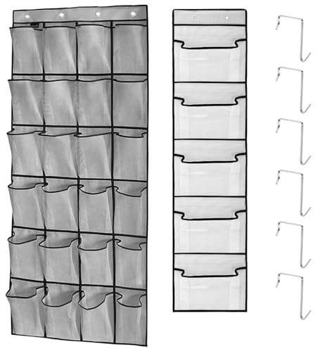 2 Piezas Organizador de Zapatos para Puerta Colgante Organizador Zapatos Puerta con 6 Ganchos de Acero Inoxidable Organizador Colgante Multifuncional para Dormitorio Sala de Estar Baño