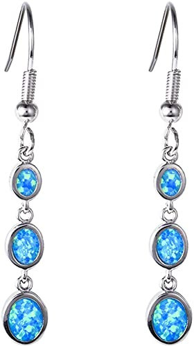 Feueropal lange baumelnde Ohrringe Sterlingsilber Anhänger Haken Ohrringe Schmuck Geburtsstein Geschenk,BlauEs ist schön und nützlich.