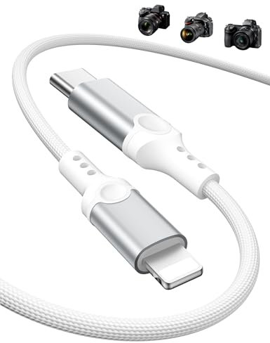 USB C Kamera Data Transfer Kabel für iPhone 14 Pro Max Plus 13 12 11,OTG USB C auf für Lightning Kabel 1M Nylon USBC Verbindungskabel Datenkabel für Sony Alpha ZV-E10 E1 A6700 Nikon Z5 Z6 Canon 250D