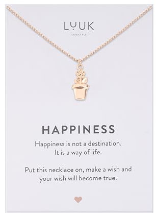 LUUK LIFESTYLE Collier avec pendentif, chaîne en acier inoxydable étanche, design élégant & collier pratique pour femmes, idée cadeau bijou, pot de fleur, or rose
