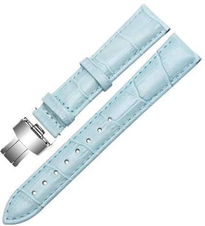 Chlikeyi Damen-Uhrenarmband aus echtem Leder, 10-24mm, Armband mit doppelter Faltschließe