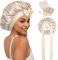 Coubeau Doppelseitig 100% Seidenhaube zum Schlafen - 19 Momme Maulbeerseide Schlafmütze aus Seide für Lockiges und Krauses Haar (Champagne/Beige)
