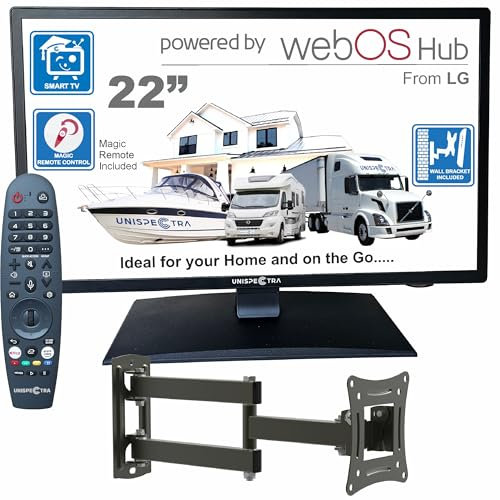 Unispectra ® 22” 12V Smart TV with webOS, Full HD ELED, Freeview and Satellite Tuner, 240V/24V/12V, 3 HDMI, 2 USB, Magic Remote – Ideal for Motorhomes, Caravans, Boats, Trucks