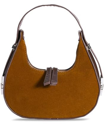 Prpeko Schultertasche Crescent Retro Y2k Hobo Handtaschen 90er Jahre Unterarm-Geldbörse Tasche Mode Clutch Geldbörsen für Damen, Braun (Wildleder), Small