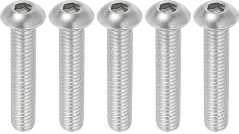 PATIKIL 5pz Viti a Testa Bombata con Esagono Incassato, 3/8-16x2 Acciaio Inossidabile 304 Bulloni Testa Cilindrica Esagono Incassato Viti Completamente Filettatura Completa Fine UNC